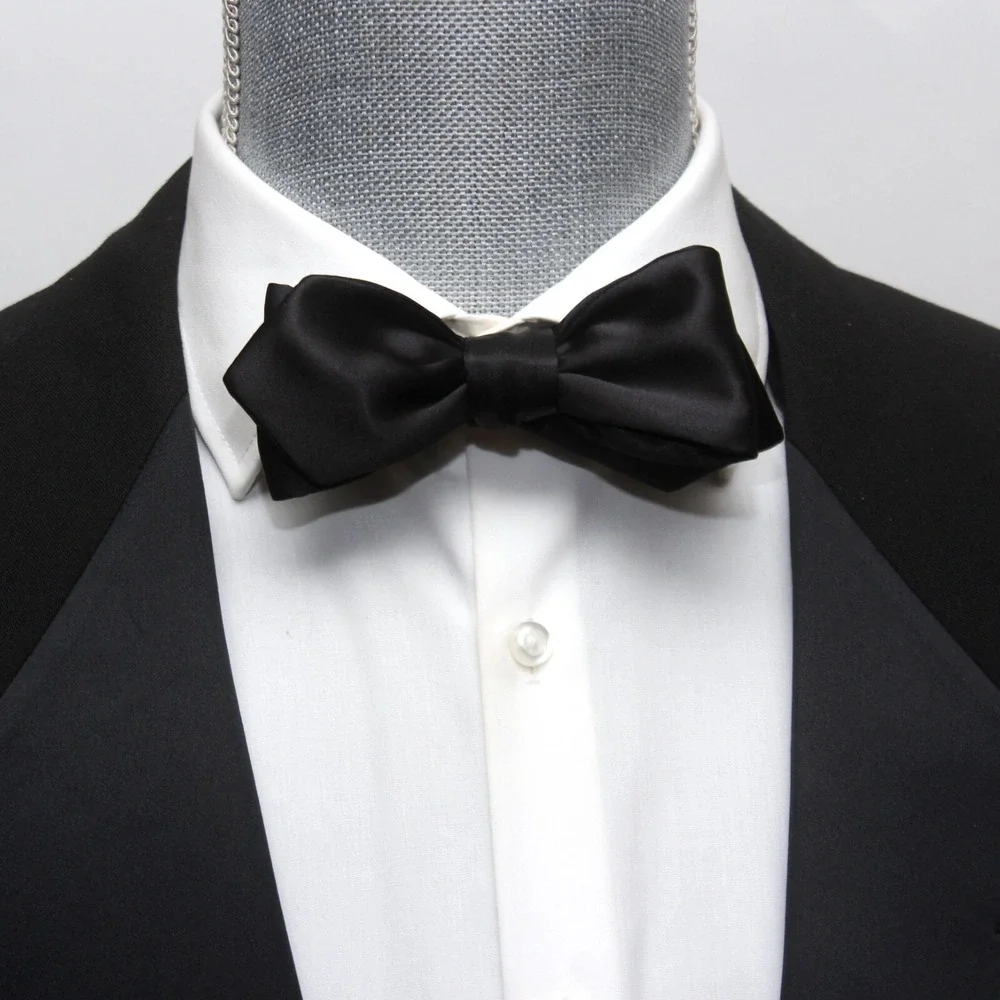 Black‎ Tuxedo Bowtie 100%Silk Satin Self-tied Diamond Gift Box S013D